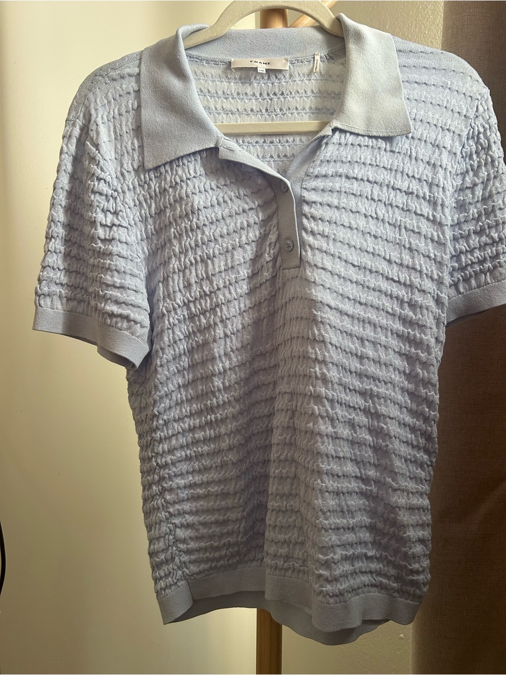 Frame Light Blue Textured Shirt size Large